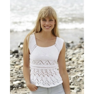 Aura by DROPS Design - Strickmuster mit Kit Top mit Spitzenmuster Größ - Small