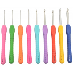 Pony Easy Grip Häkelhaken Set Aluminium 14cm 2-6 mm 9 Größen