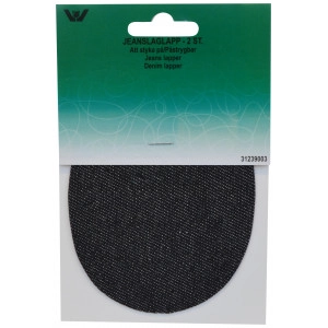 Aufbügeletikett/Reparaturpflaster Jeans oval Schwarz 9x11,5cm - 2 Stk