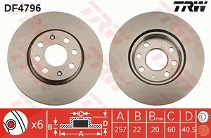 TRW Bremsscheibe DF4796 Bremsscheiben,Scheibenbremsen OPEL,FIAT,VAUXHALL,Corsa D Schrägheck (S07),Corsa E Schrägheck (X15),Adam (M13)