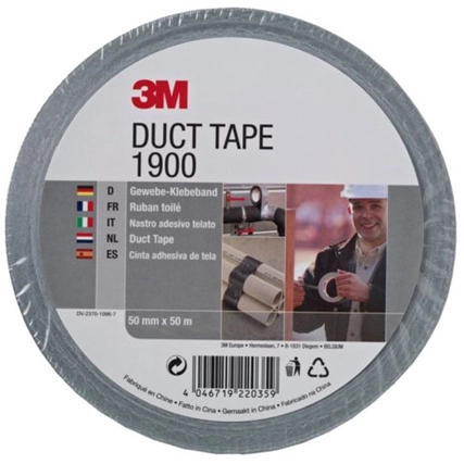 3M Gewebeklebeband 1900 Silber 50mm x 50m (1 Rolle)