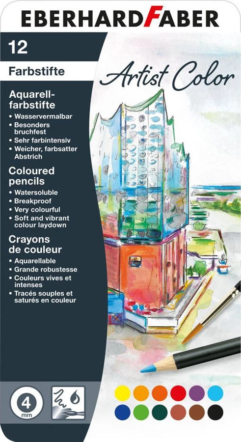 12 Aquarellstifte Eberhard Faber im Blechetui