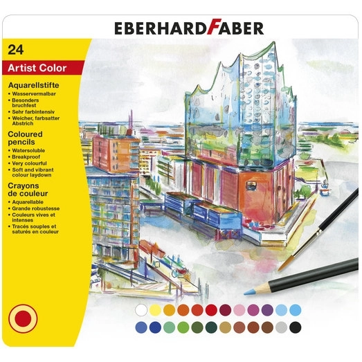 24 Aquarellstifte Eberhard Faber im Blechetui