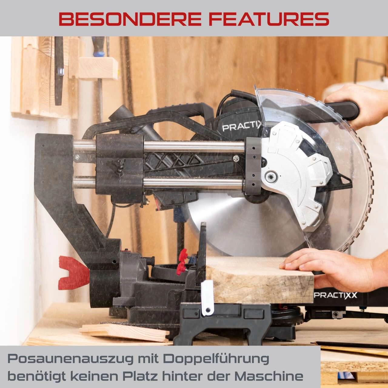 Kapp-Zugsäge PX-KZS-305PA Practixx - Schnitthöhe 180mm x 340mm | Laser | Softstart | Posaunenauszug