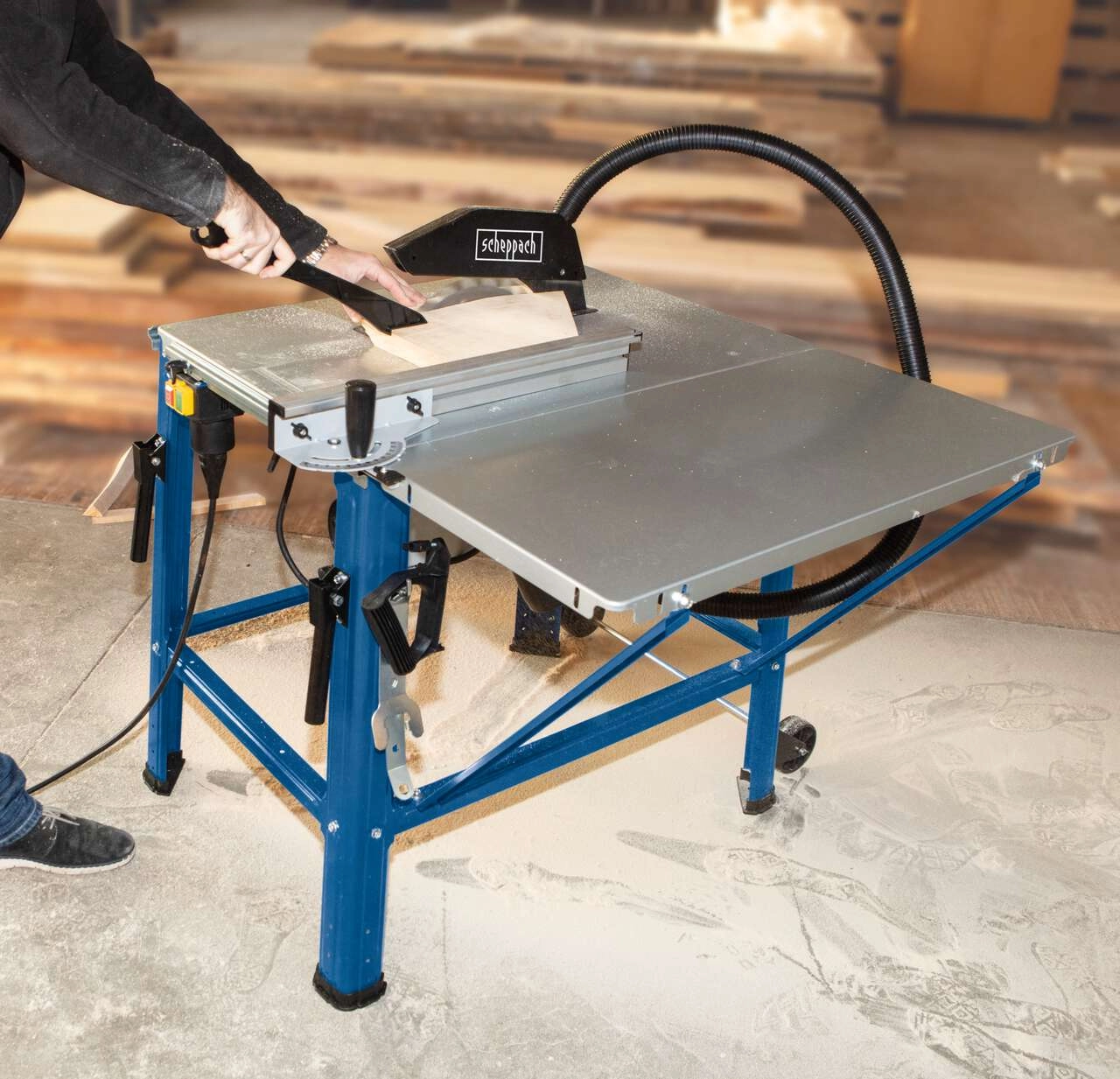 Tischkreissäge HS120o 230V Scheppach - 83mm Schnitthöhe | mit Fahrvorrichtung & Tischverlängerung