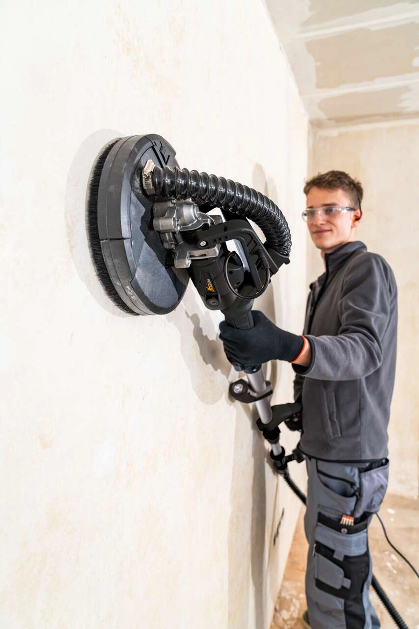 Wand- und Deckenschleifer DWS90X Woodster - 710W | Ø210mm Schleifpapier| LED-Leuchte | Teleskopfunktion