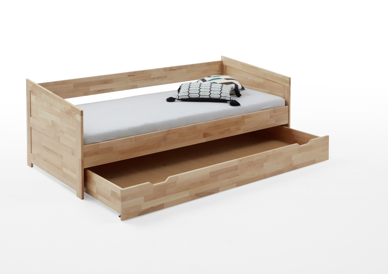 Einzelbett + Bettkasten NINA (inkl. Rollrost) natur