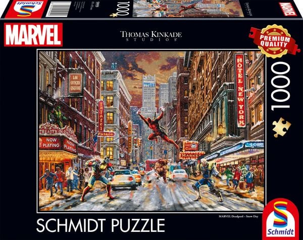 Puzzle T. Kinkade, 1.000 Teile, Marvel, Deadpool, Snow Day