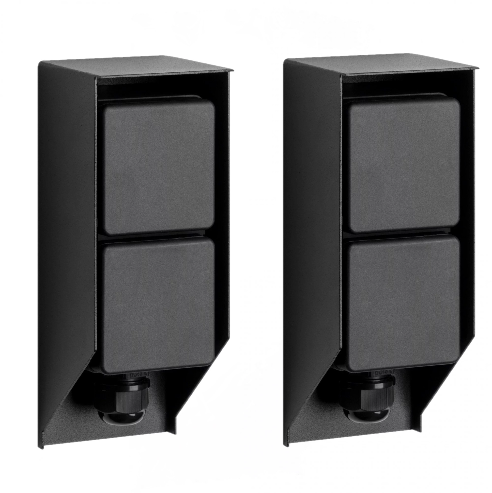 Set von 2 Gartensteckdosen Double Wall Außensteckdose Schwarz