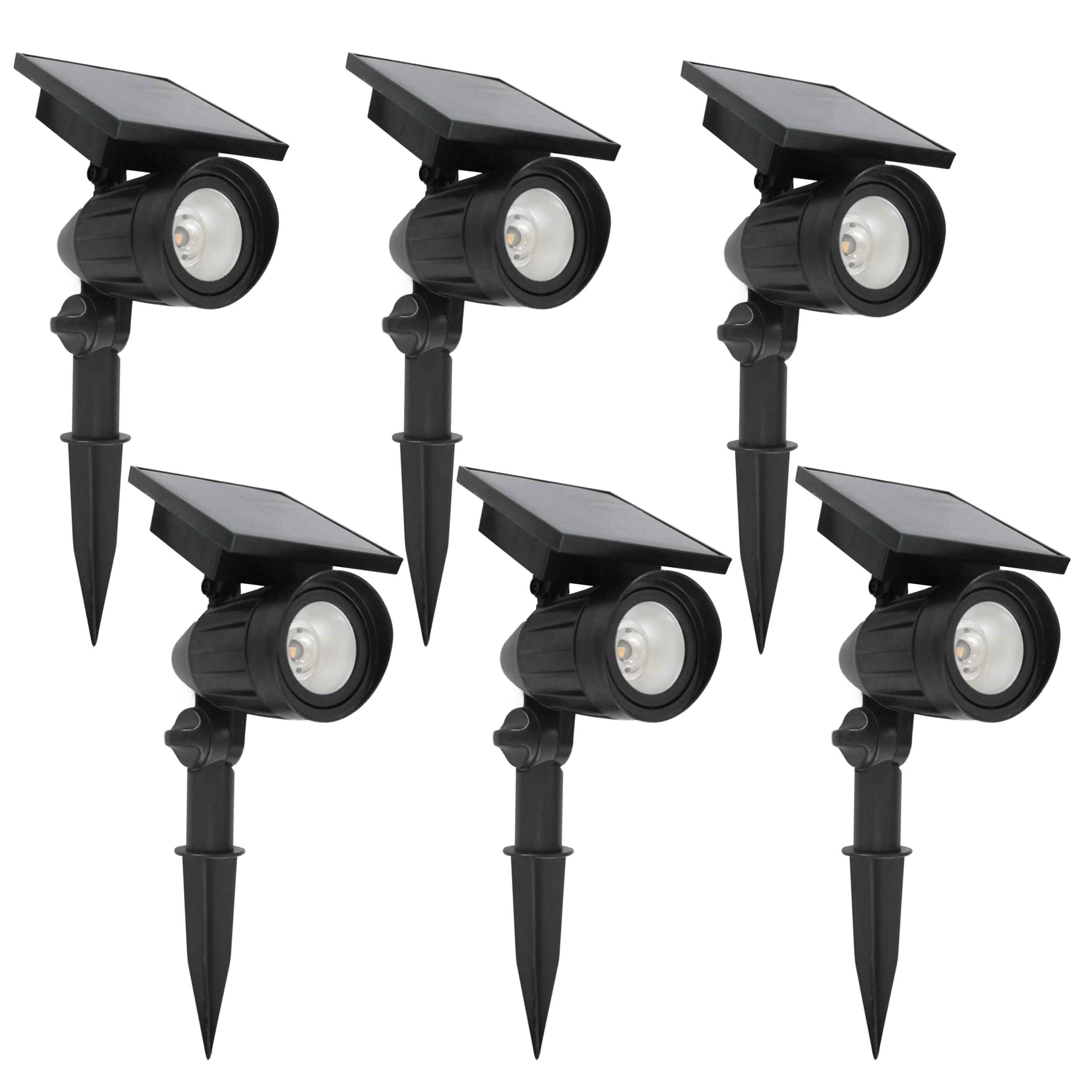 6x LED Solar Gartenspot Schwarz