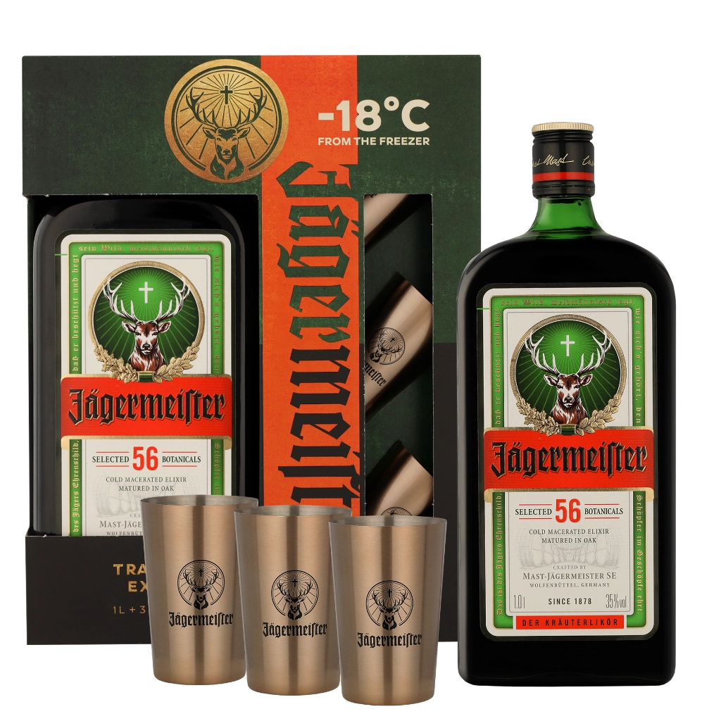 Jagermeister + 3 Schnapsgläser 1ltr Bitters