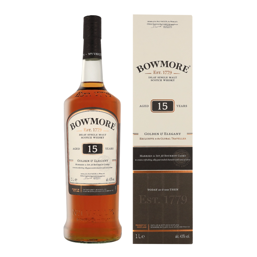 Bowmore 15 Years Golden & Elegant 1ltr Whisky Geschenkverpackung