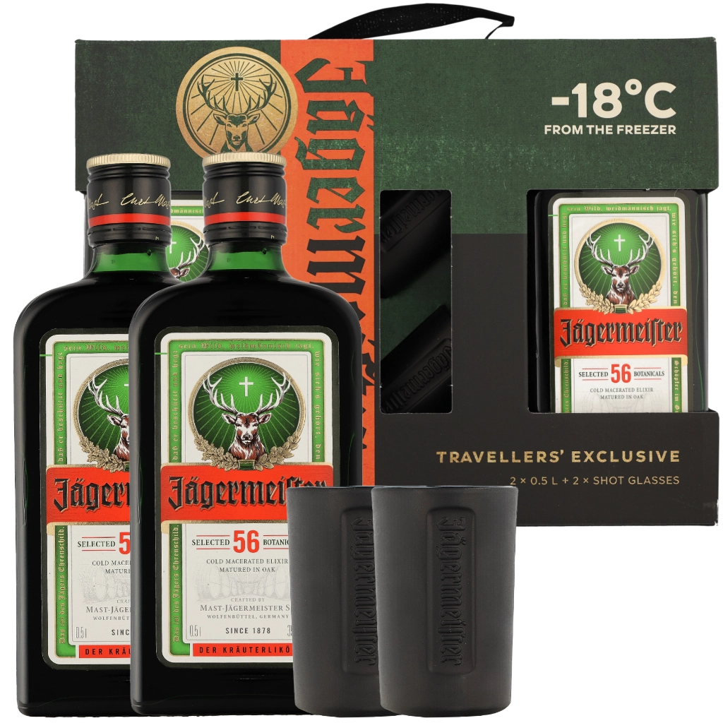 Jagermeister Twinpack + 2 Schnapsgläser (2 x 50cl) Bitters