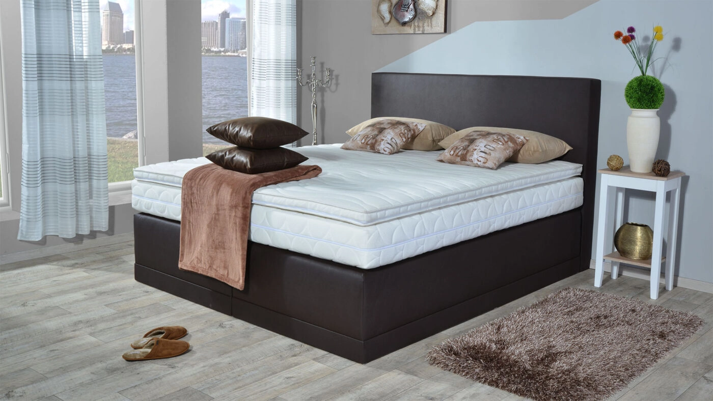 Boxspringbett Maximus, 120x200 cm, schwarz, Härtegrad H2, H3, H4 wählbar