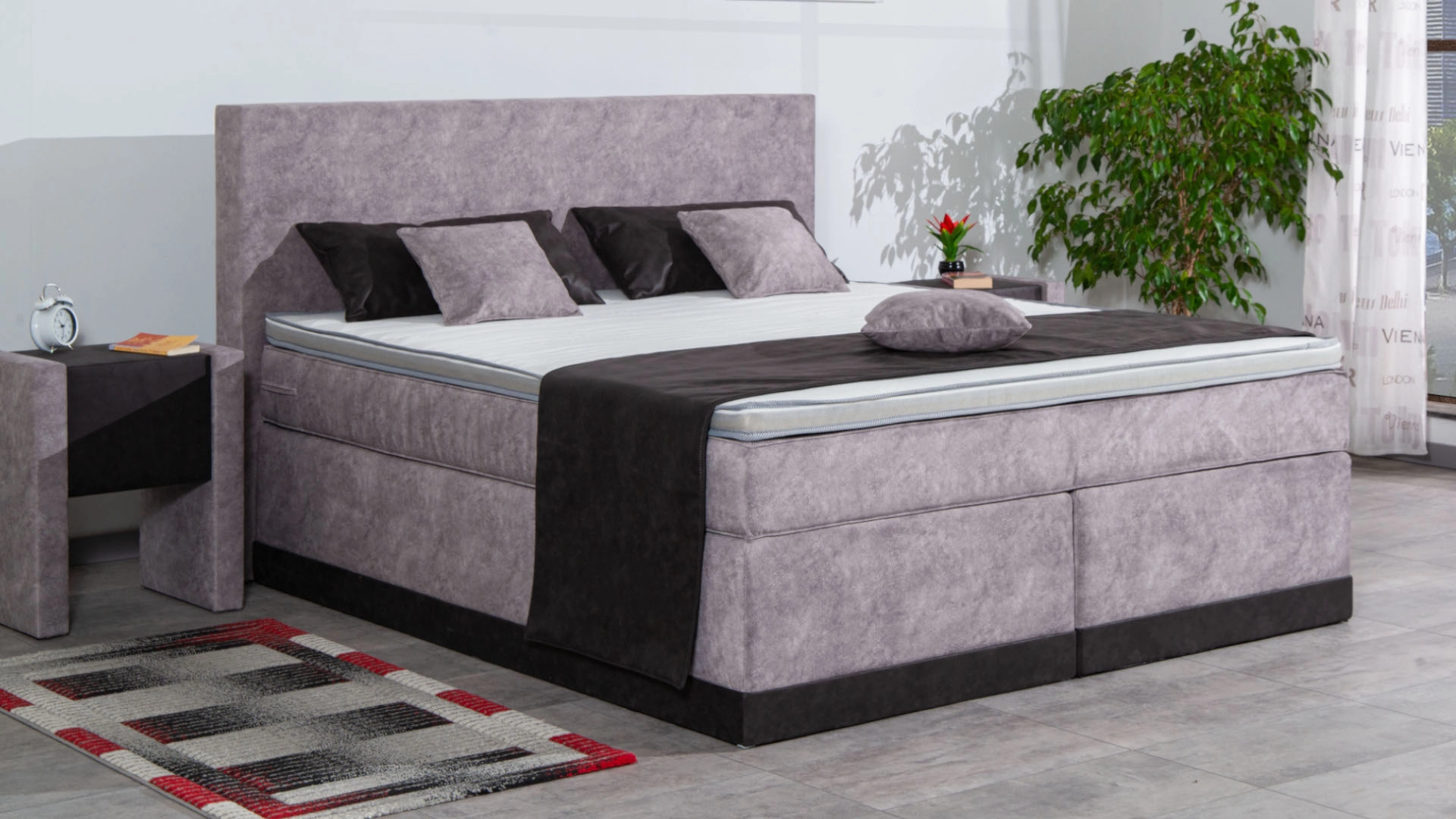 Boxspringbett Maximus, 120x200 cm, grau, Härtegrad H2, H3, H4 wählbar