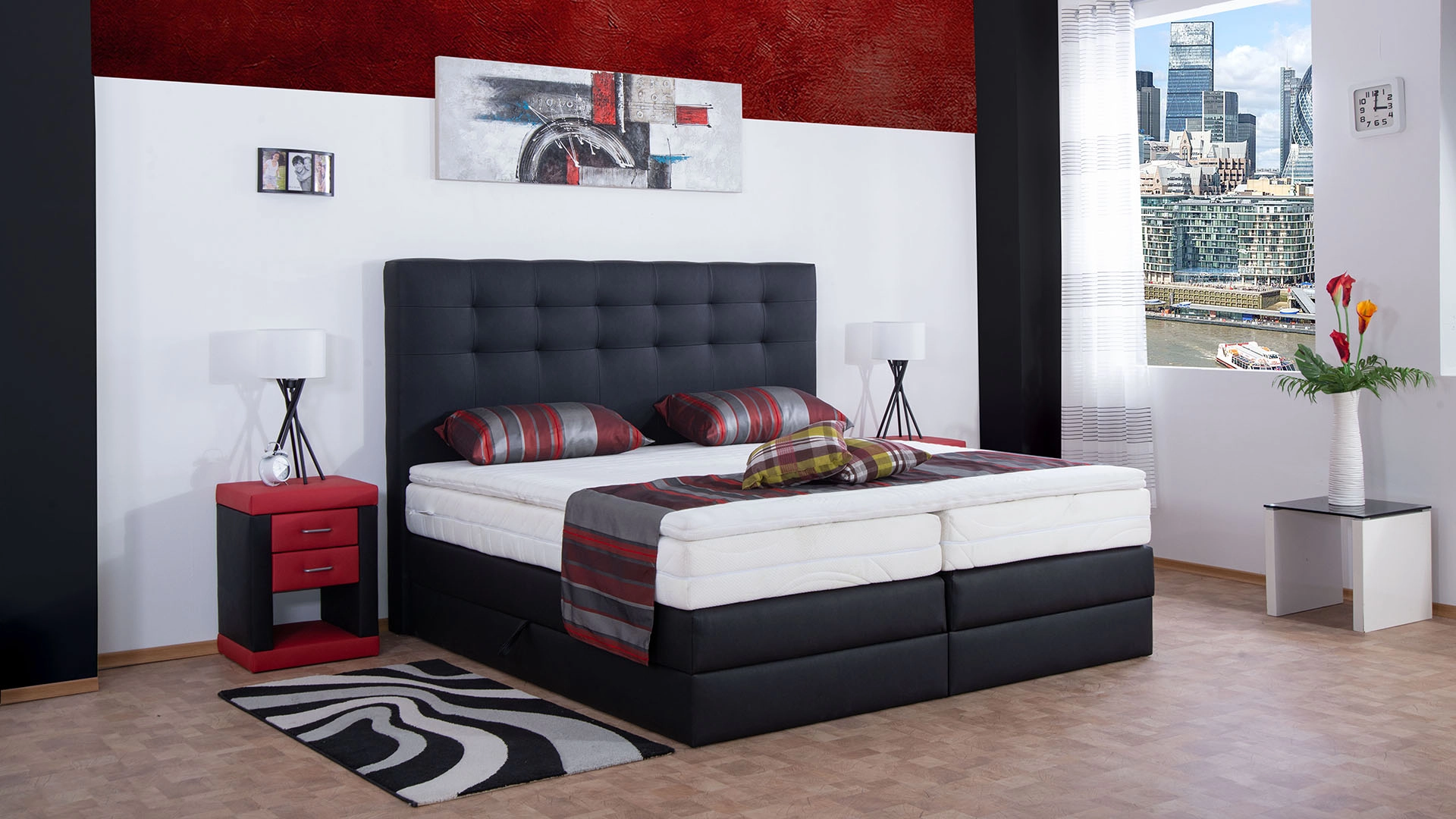 Boxspringbett Phönix, 120x200 cm, schwarz, Härtegrad H2, H3, H4 wählbar