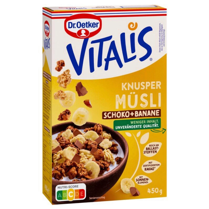 Dr.Oetker Vitalis Knuspermüsli Schoko Banane 450G