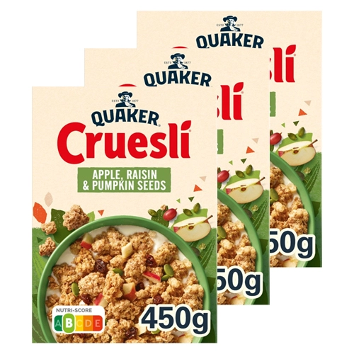 Quaker - Cruesli Apfel & Rosinen - 3x 450g