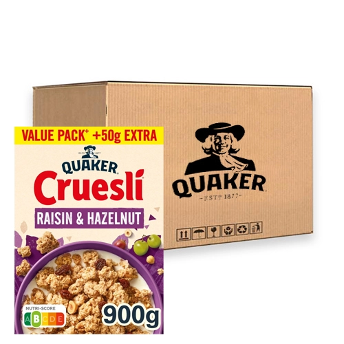 Quaker - Cruesli Rosinen & Haselnuss - 4x 900g