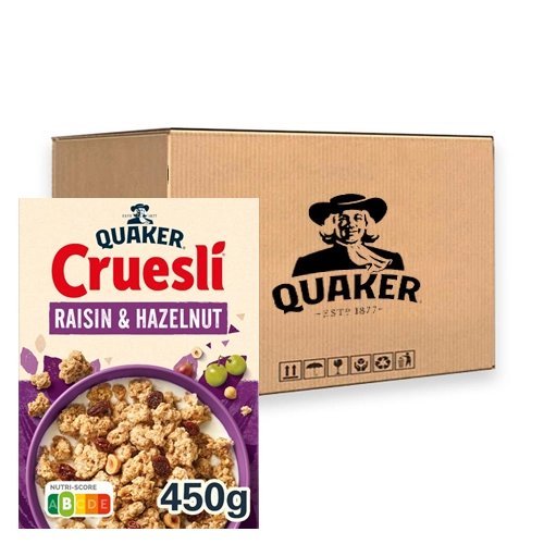 Quaker - Cruesli Rosinen & Haselnuss - 6x 450g