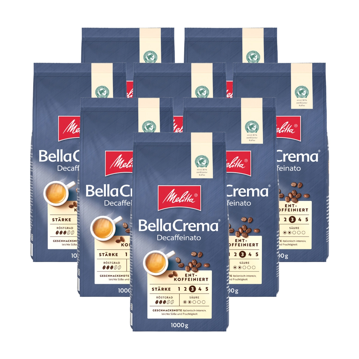 Melitta - BellaCrema Decaffeinato Bohnen - 8x 1kg
