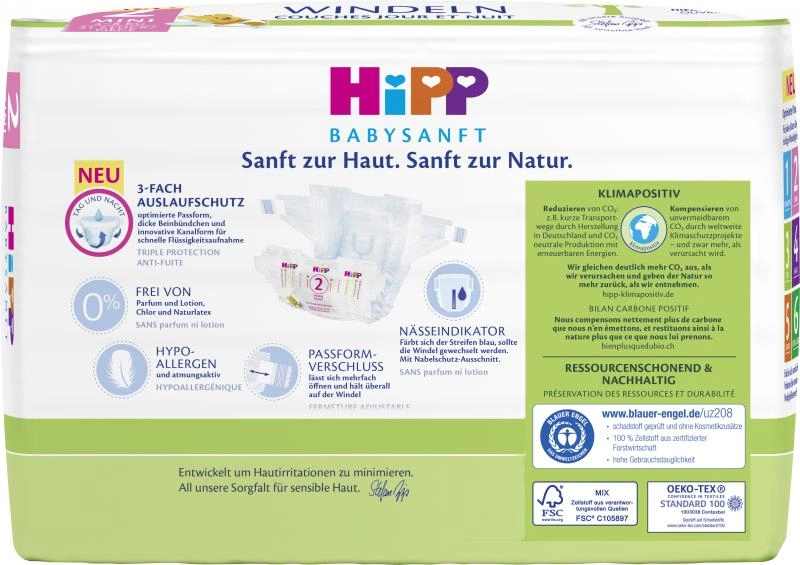 Hipp Babysanft Windeln Gr. 2 Mini 4-8kg