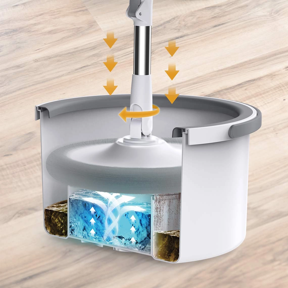 Livington Clean Water Spin Mop Frischwasser-Wischsystem inkl. Reiniger & Pads GRATIS
