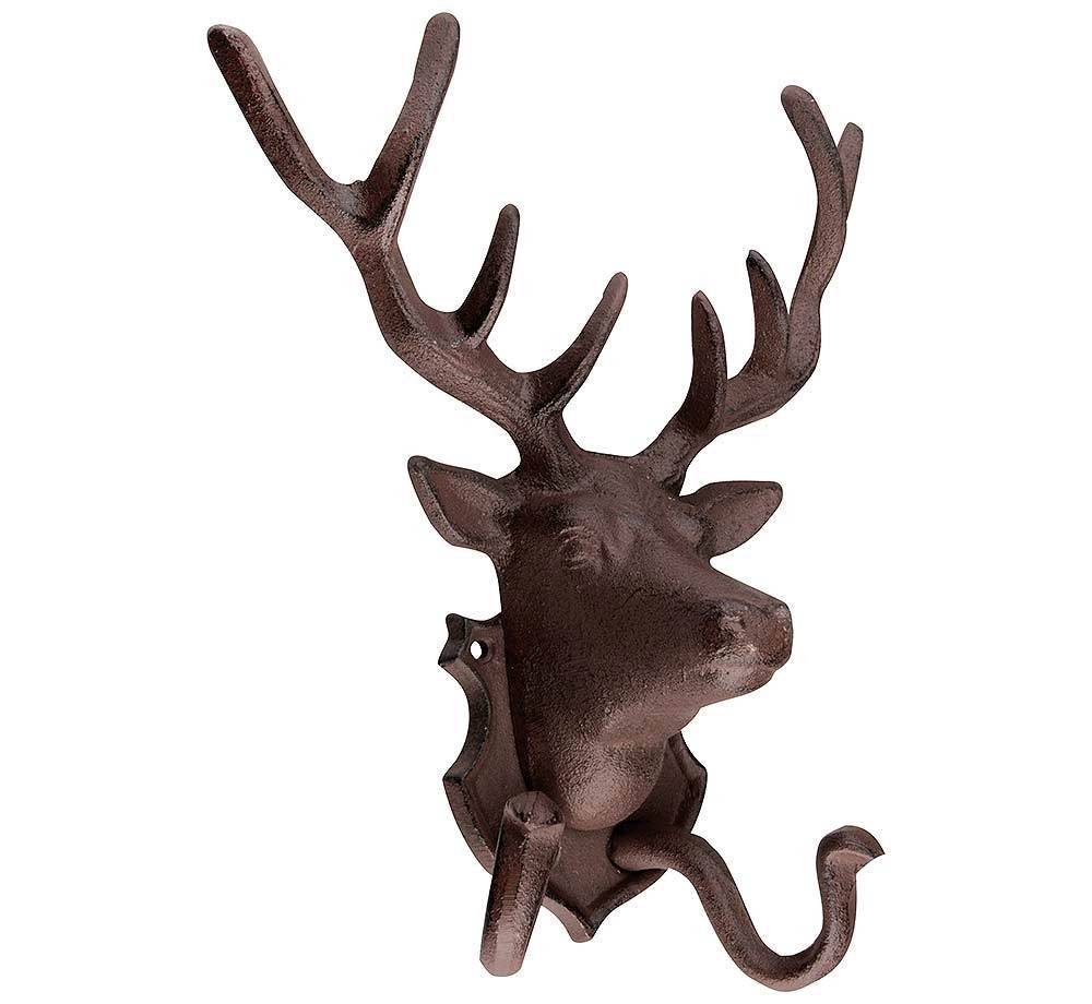 Wandgarderobe Metall Hirsch Gusseisen Braun Garderobenhaken Wandhaken
