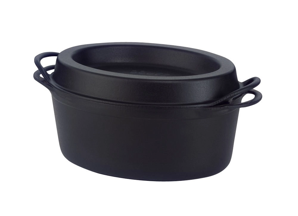 Le Creuset Saftbräter Doufeu Oval Gusseisen Schwarz 32cm