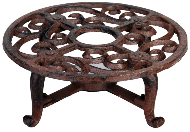 Rustikales Stövchen Warmhalteplatte Rund Gusseisen Braun Antik-Stil 18,5cm