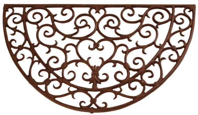 Fußabtreter Fußmatte Gusseisen Jugendstil Halbrund Antik-Braun 67x40cm