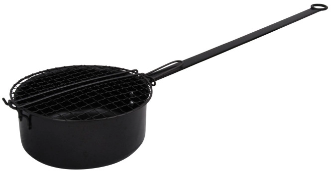 Popcornpfanne für Grill Feuerkorb & Lagerfeuer BBQ Pfanne Eisen Schwarz