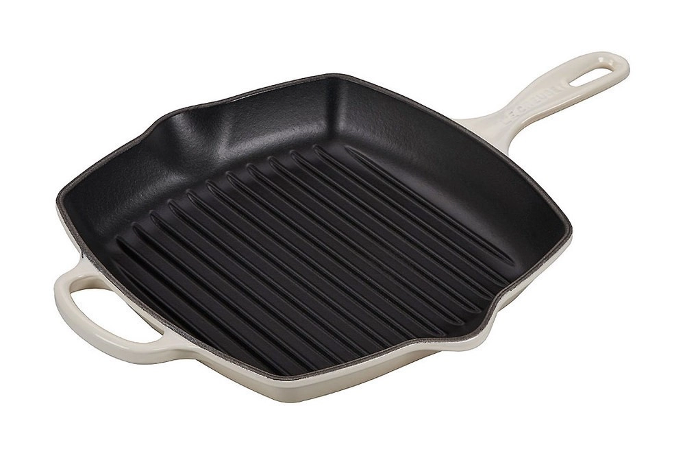 Le Creuset Grillpfanne Quadratisch Signature Gusseisen Meringue 26cm