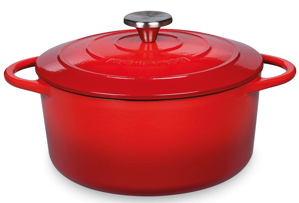 Küchenprofi Bräter Provence Rund Gusseisen Bratentopf Rot 24 cm