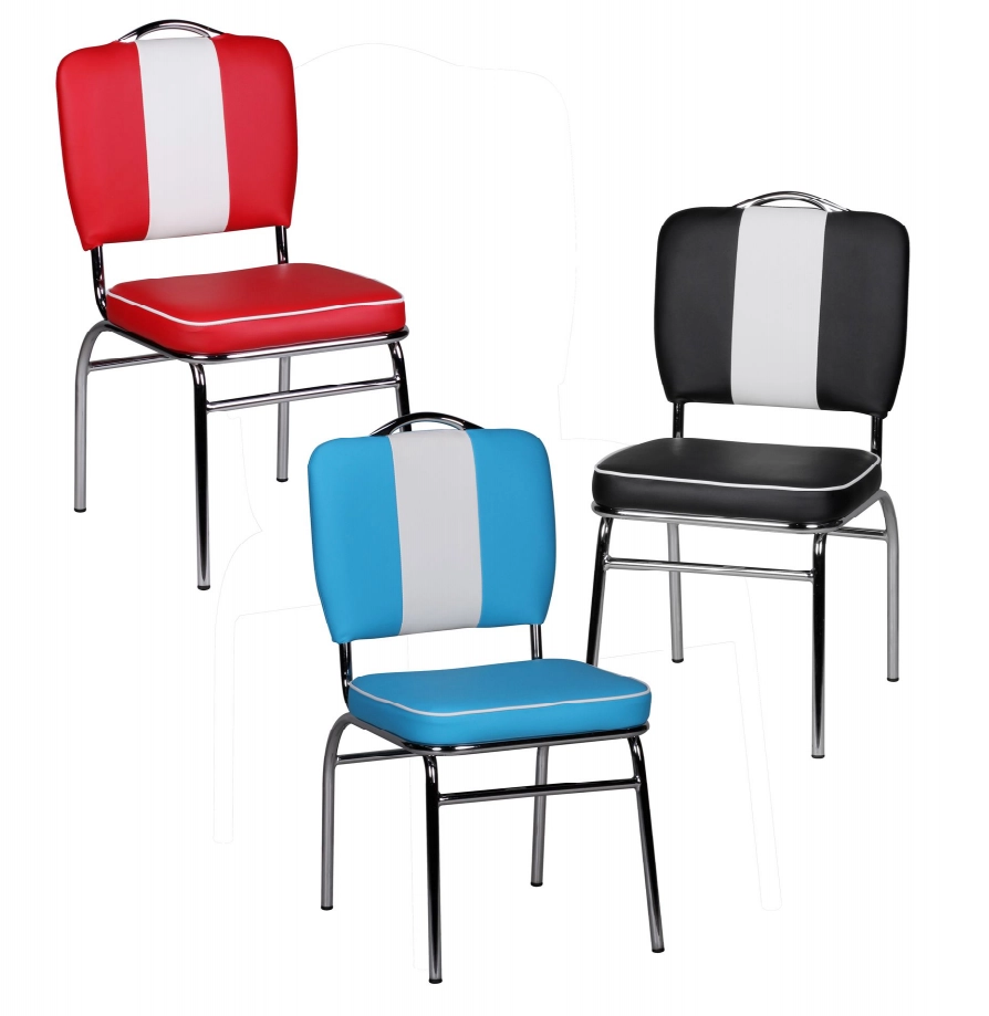 FineBuy Esszimmerstuhl American Diner 50er Jahre Retro Stuhl, Sitzfläche mit Rückenlehne, Sitzhöhe 47 cm