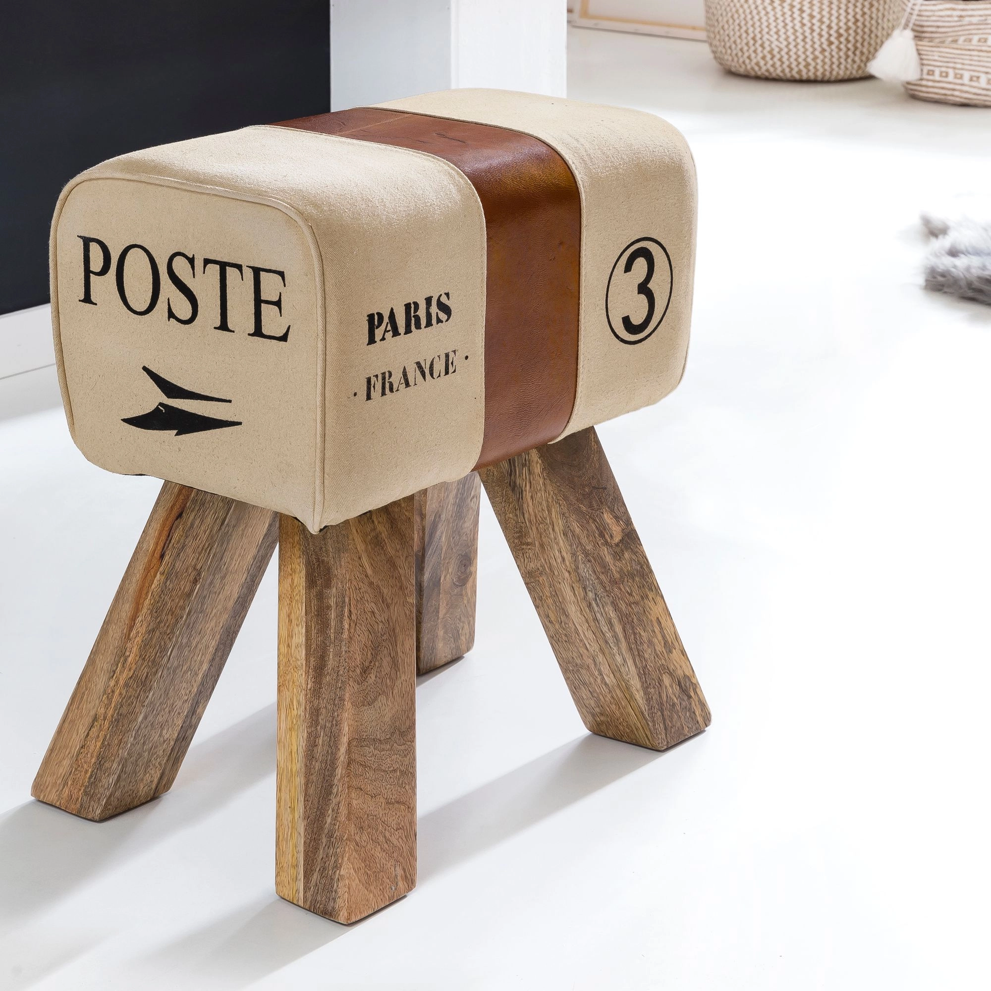 FineBuy Design Turnbock Sitzhocker 40 x 30 x 47 cm, Turnhocker Hocker Beistellhocker Fußhocker