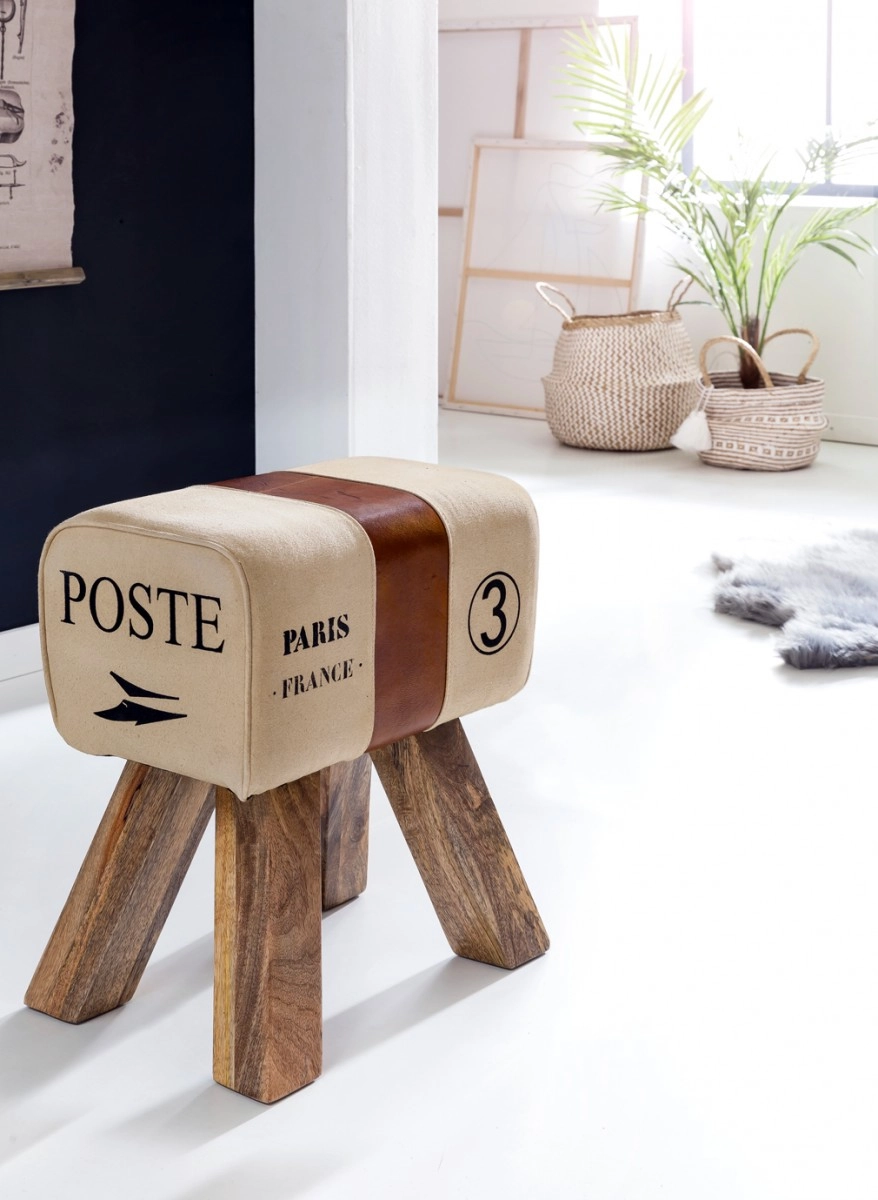 FineBuy Design Turnbock Sitzhocker 40 x 30 x 47 cm, Turnhocker Hocker Beistellhocker Fußhocker