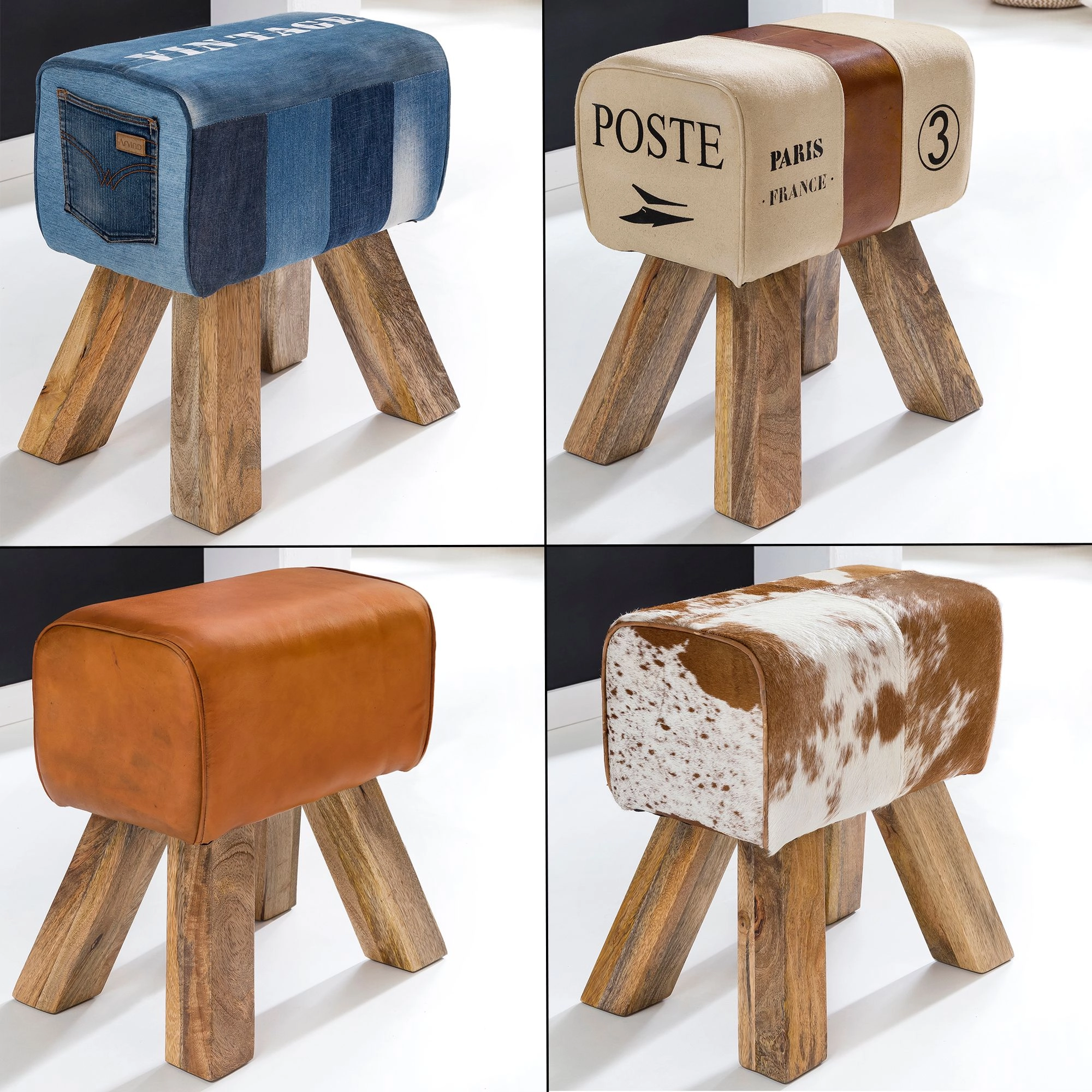 FineBuy Design Turnbock Sitzhocker 40 x 30 x 47 cm, Turnhocker Hocker Beistellhocker Fußhocker