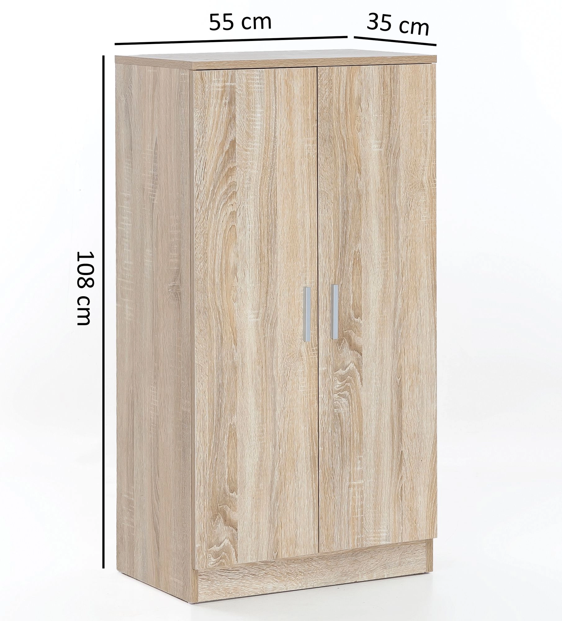 FineBuy Schuhschrank 7 Fächer für 14 Paar Schuhe 55 x 108 x 35 cm, Schuhkommode 2 Türen, Schuhregal Schrank Schuhständer Schuhe