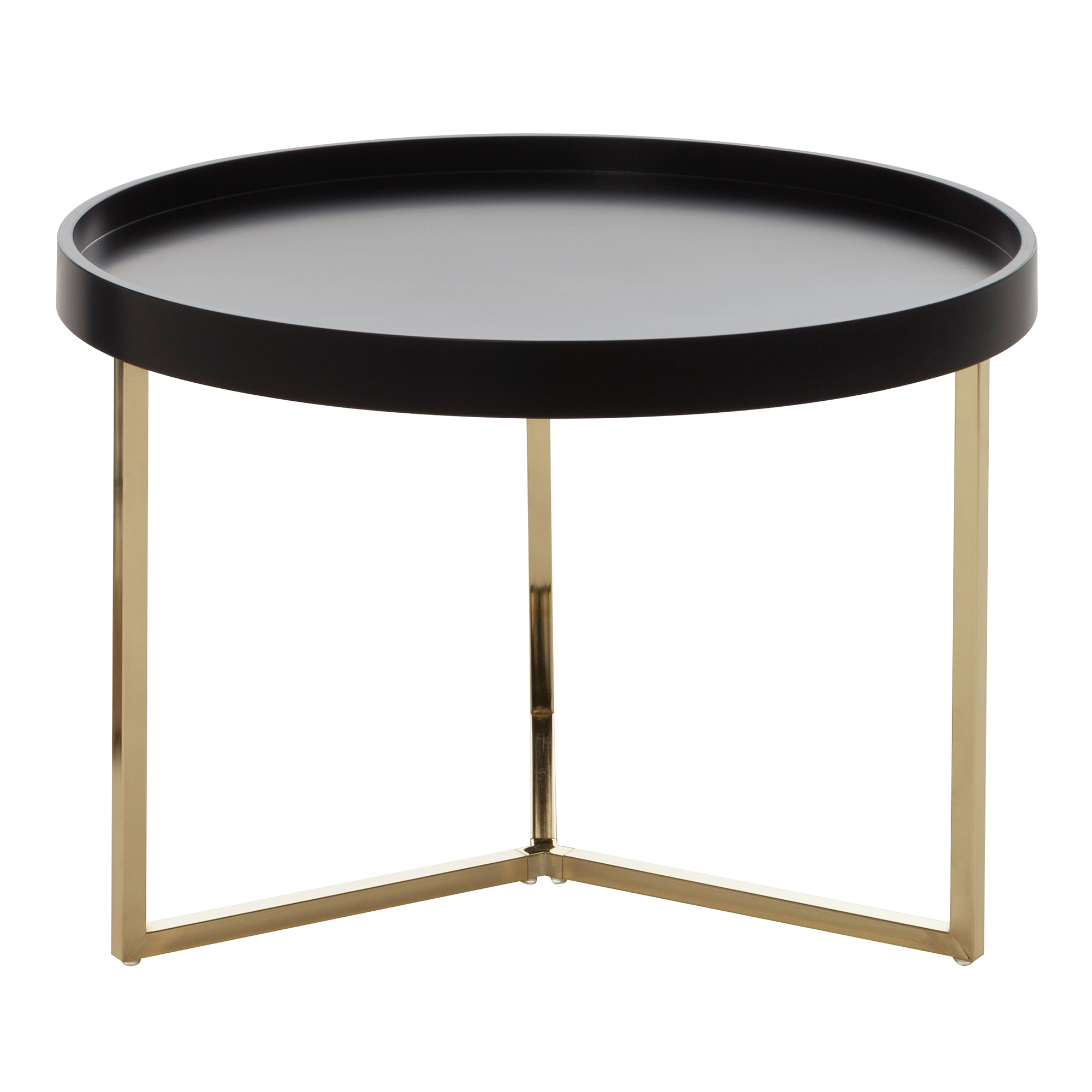 FineBuy Couchtisch 58,5x42x58,5cm Sofatisch Metall Rund, Designer Retro Wohnzimmertisch modern, Kleiner Loungetisch mit Metallgestell, Runder Tabletttisch mit Holz-Platte