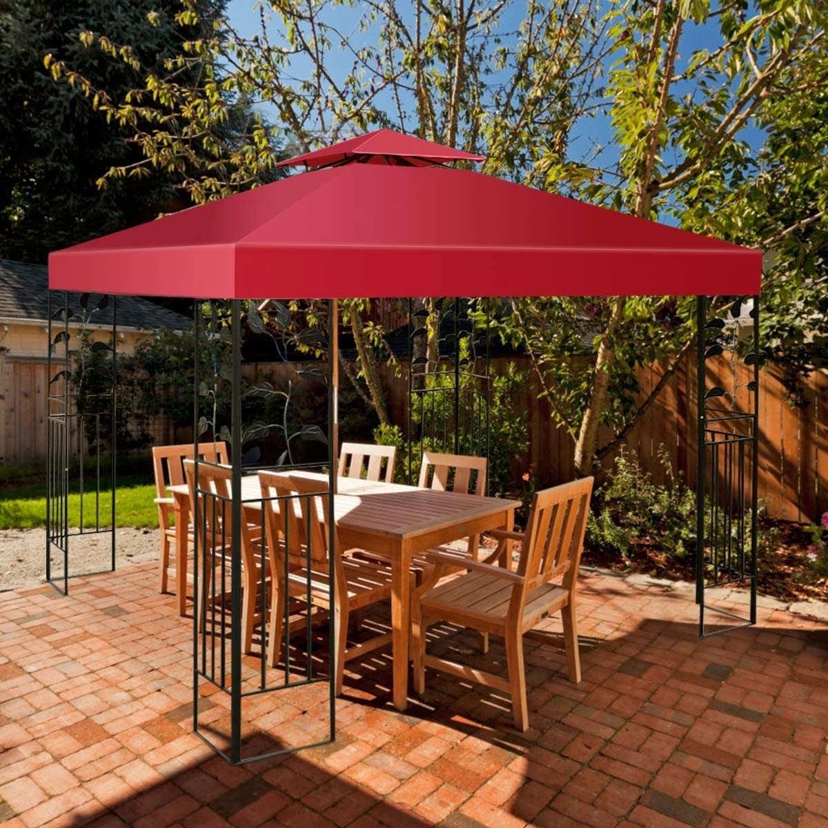 Costway Ersatz-Oberabdeckung 300 x 300 cm Terrassenüberdachung für Doppelstöckigen Pavillon Wein