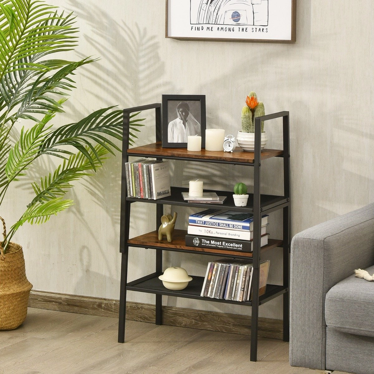 Costway 2-Stöckiges Stapelbares Schuhregal aus Holz- & Metall 54 x 32 x 52 cm Braun + Schwarz