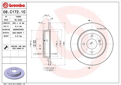 BREMBO Bremsscheibe 08.C172.10 Bremsscheiben,Scheibenbremsen HYUNDAI,KIA,i20 Schrägheck (GB, IB),i20 ACTIVE (GB),i20 Coupe,i20 Hatchback Van (GB, IB)