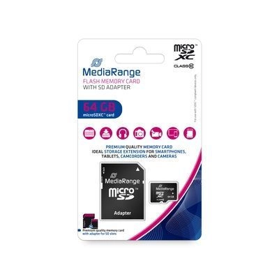 MediaRange microSDXC Speicherkarte 64 GB Micro SD Card inkl. SD-Adapter