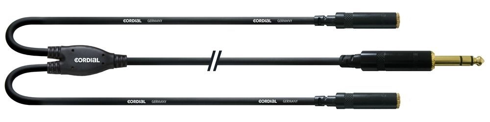 Cordial CFY 0,3 VYY 0,3m, 6,3mm Stereostecker 2x 3,5mm Stereoklinkenbuchse