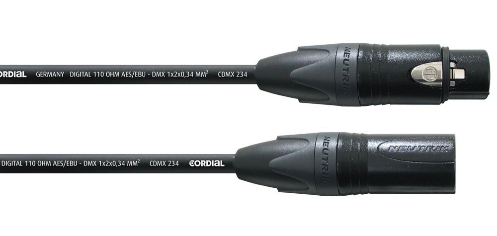 Cordial CPD 10 FM DMX-Kabel Neutrik, 3 pol. 10 Meter, schwarz