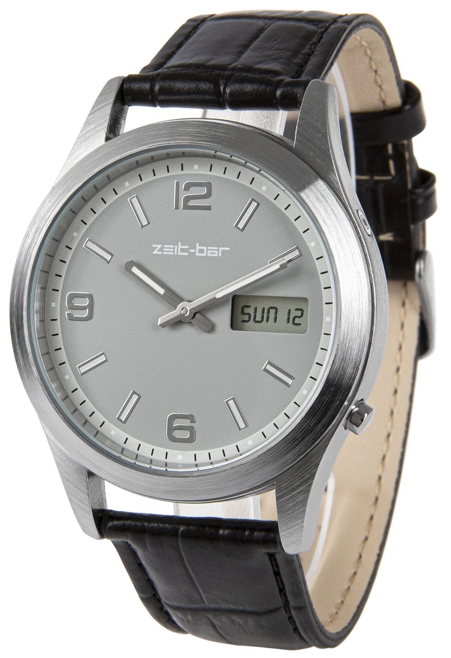 Funk-Armbanduhr mit Datums- und Wochentagsanzeige, Leuchtzeiger