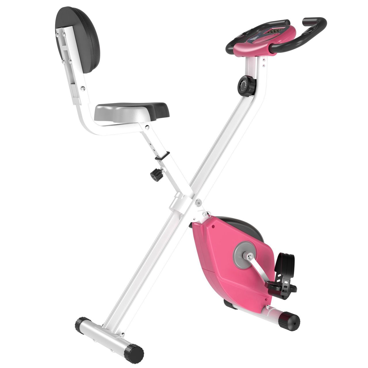 Heimtrainer Fahrradtrainer mit 8 stufig einstellbarem Magnetwiderstand Rosa+Weiß 43 x 97 x 109 cm