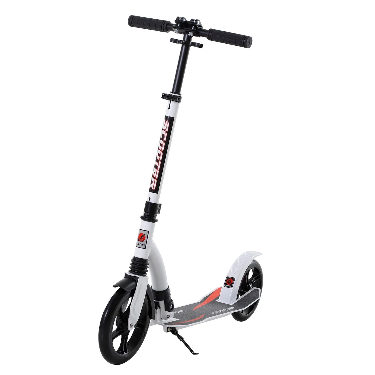 HOMCOM Kinderscooter Kickscooter mit Stoßdämpfung Tretroller Weiß 92,5 x 37,5 x 87-101,5 cm