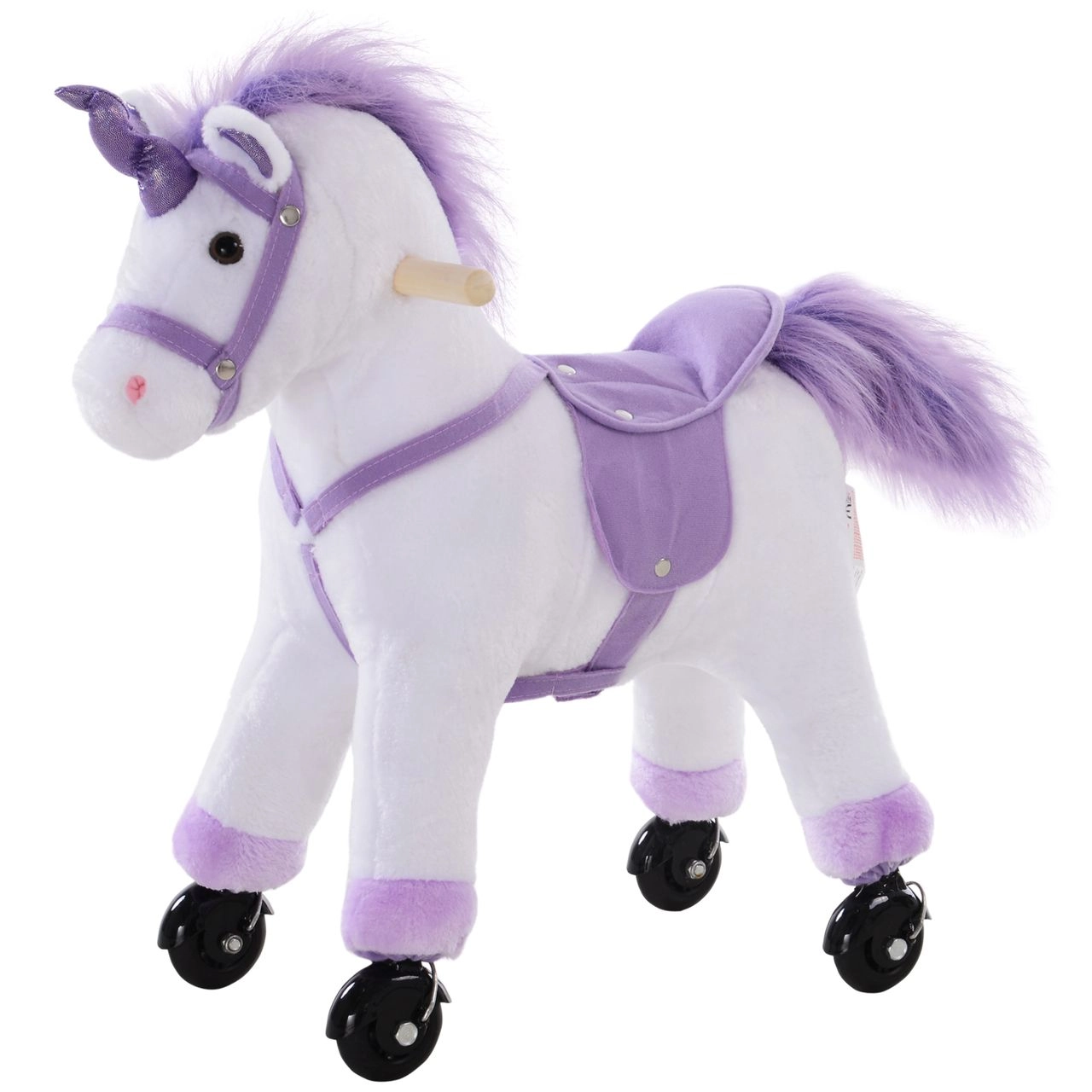 Reitpferd auf Rollen Spielpferd Reittier Fortbewegung Wiehern Plüsch Lila 55 x 23 x 60 cm